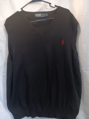 Polo by Ralph Lauren Dark Navy Blue  V-Neck Sweater with Red Pony